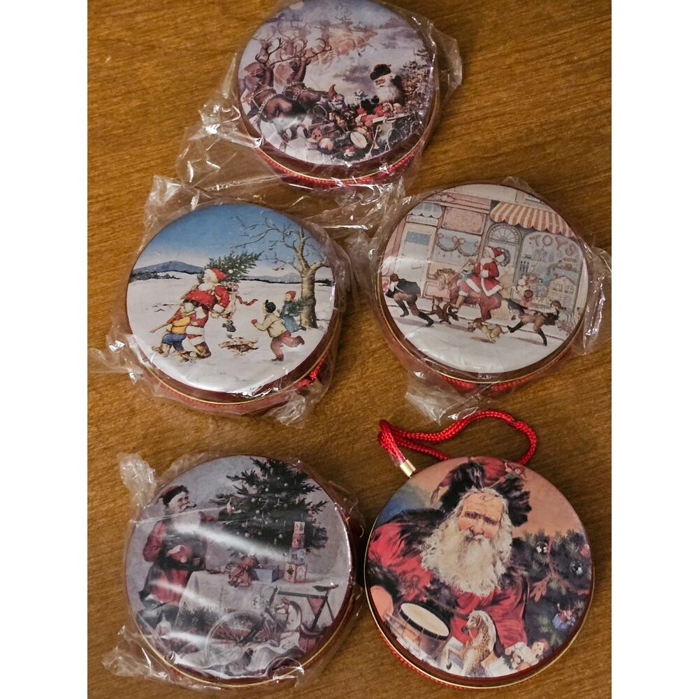Vintage 1986 George Good Christmas Santa Ornament Treasure Box Lot of 5 (gg309)